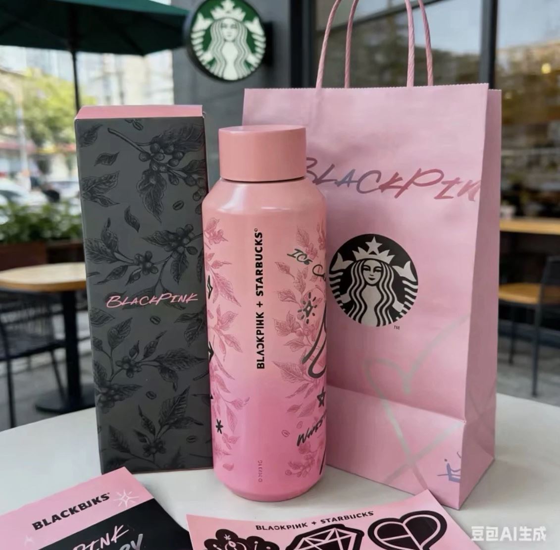 Starbucks 2023 Limited Edition 591ml Water Bottle Kpop Black Pink Style