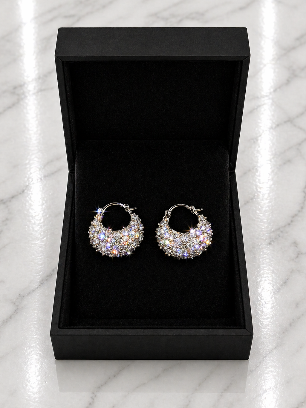 Silver Luxury Handbag Design Cubic Zirconia Earrings