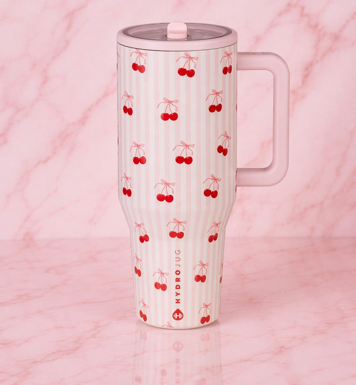 40oz Hydrojug Cherry Tumbler Pink Aesthetic Cup Lid Straw