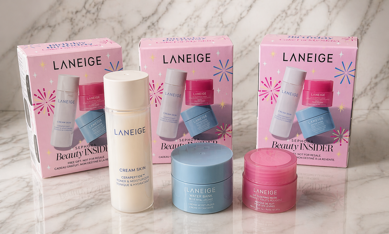 3pc LANEIGE Mini Travel Set - Water Bank Moisturizer, Sleeping Mask & Lip Mask