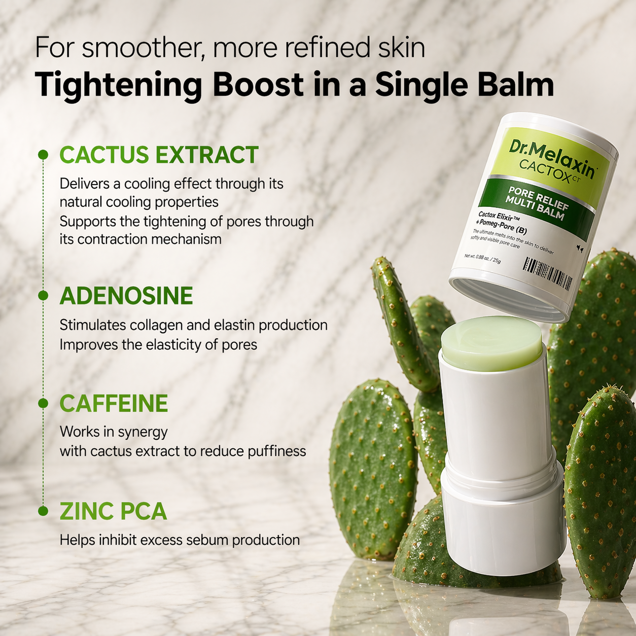 Dr.Melaxin CACTOX Pore Relief Multi Balm - Cactus Cooling, Pore Tightening & Skin Repair