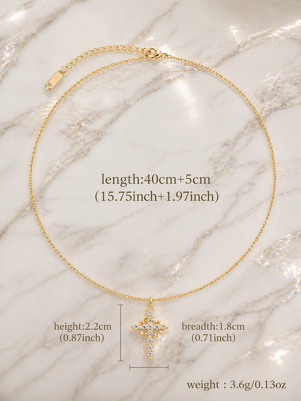 14K Gold Plated Crown Cross Pendant Necklace – Diamond Accent Faith Necklace