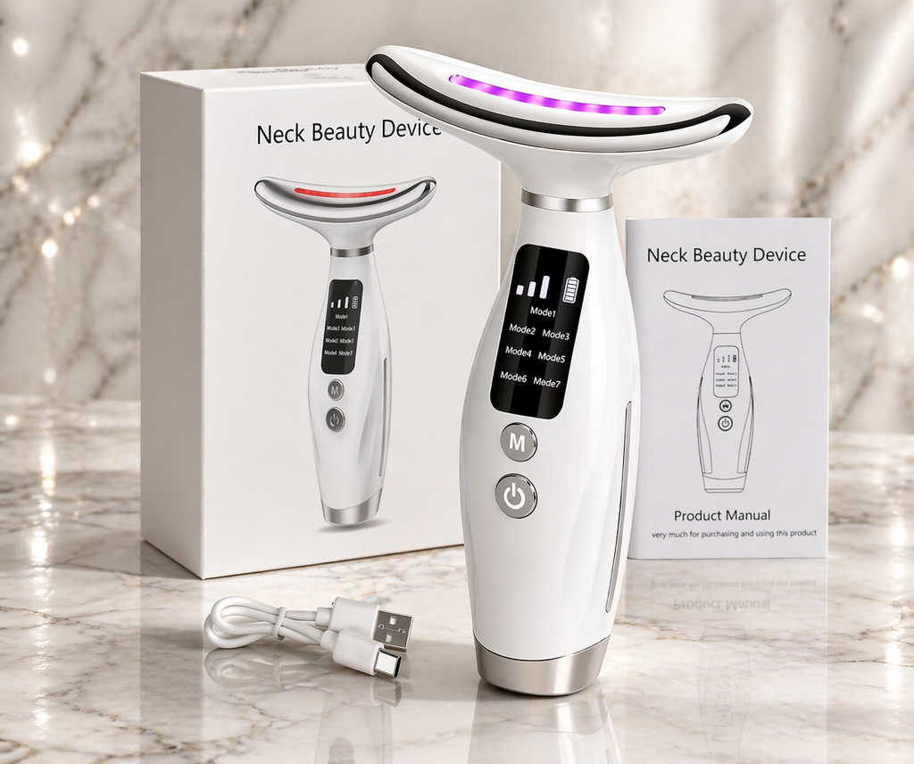 7-Color LED Neck & Facial Massager – USB Rechargeable Vibration Massager