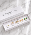 5 Pairs Four-Leaf Clover, Bow & Heart Zirconia Stud Earrings Set – Emory Green