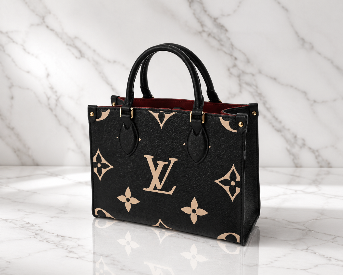 Louis Vuitton Monogram Empreinte OnTheGo PM 2WAY Black Beige