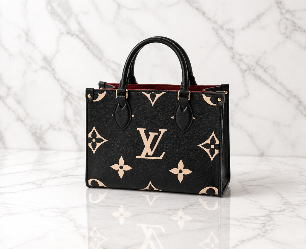Louis Vuitton Monogram Empreinte OnTheGo PM 2WAY Black Beige