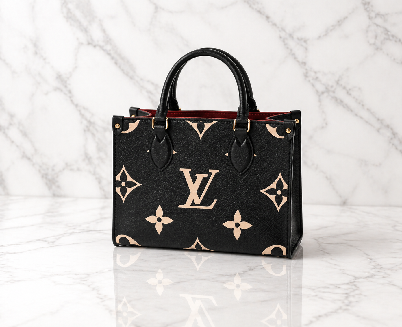 Louis Vuitton Monogram Empreinte OnTheGo PM 2WAY Black Beige