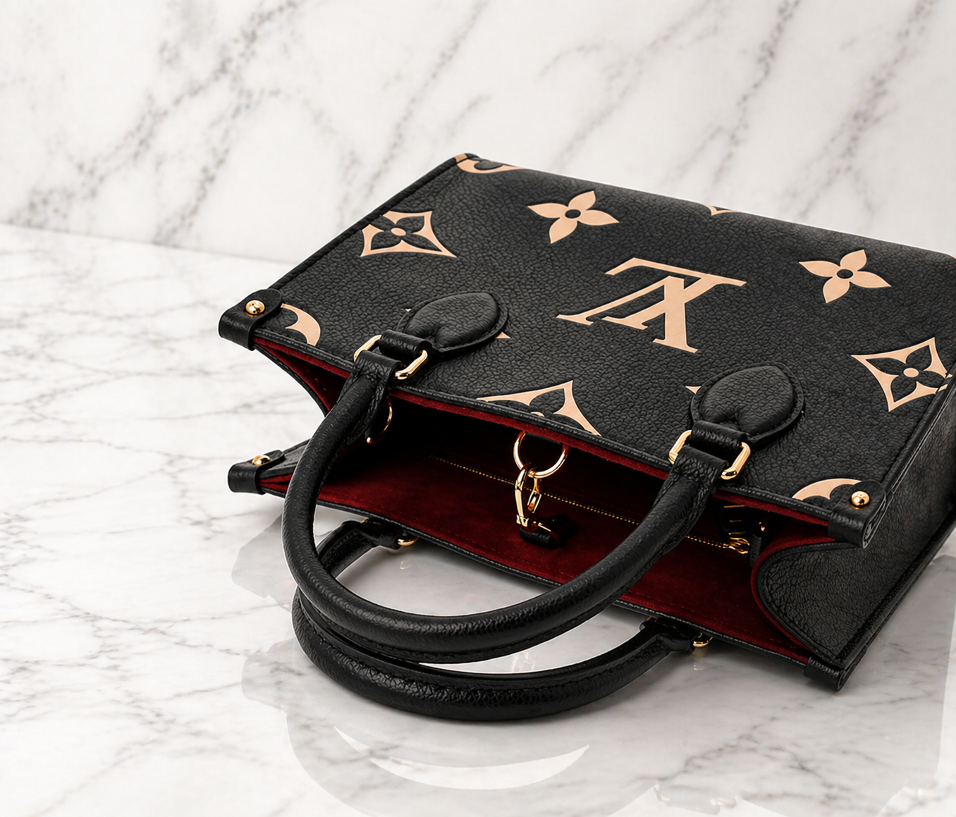 Louis Vuitton Monogram Empreinte OnTheGo PM 2WAY Black Beige