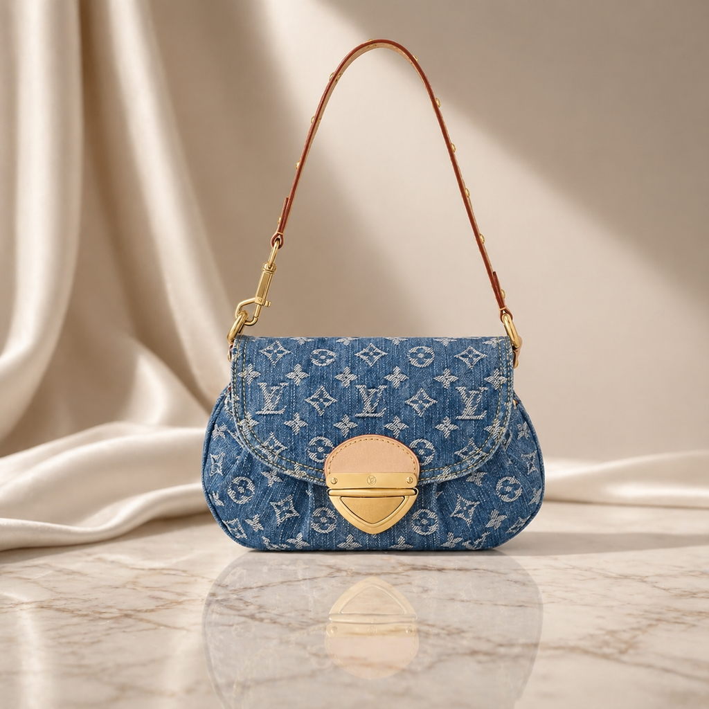 LOUIS VUITTON Denim Designer Luxury Jean Shoulder Bag