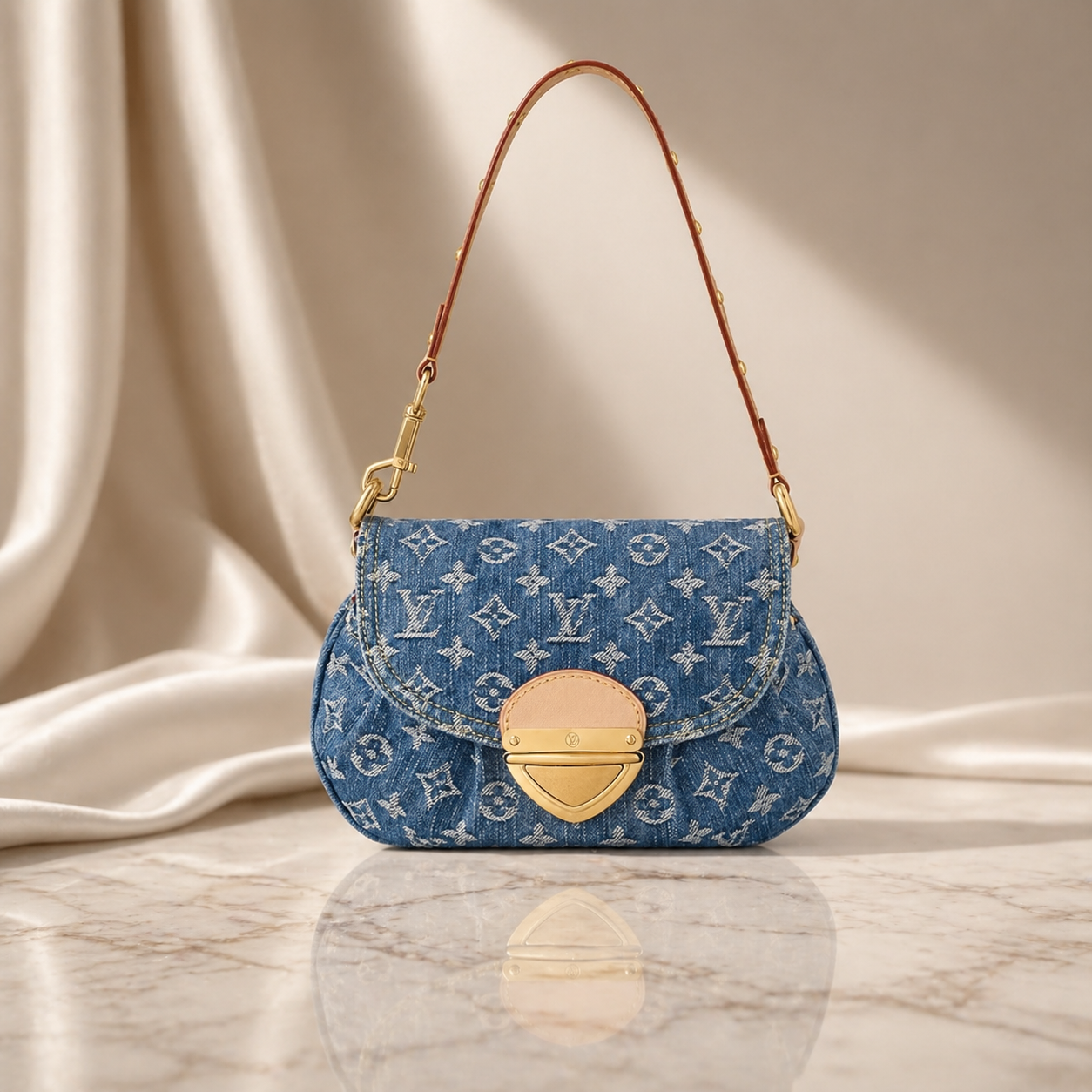 LOUIS VUITTON Denim Designer Luxury Jean Shoulder Bag