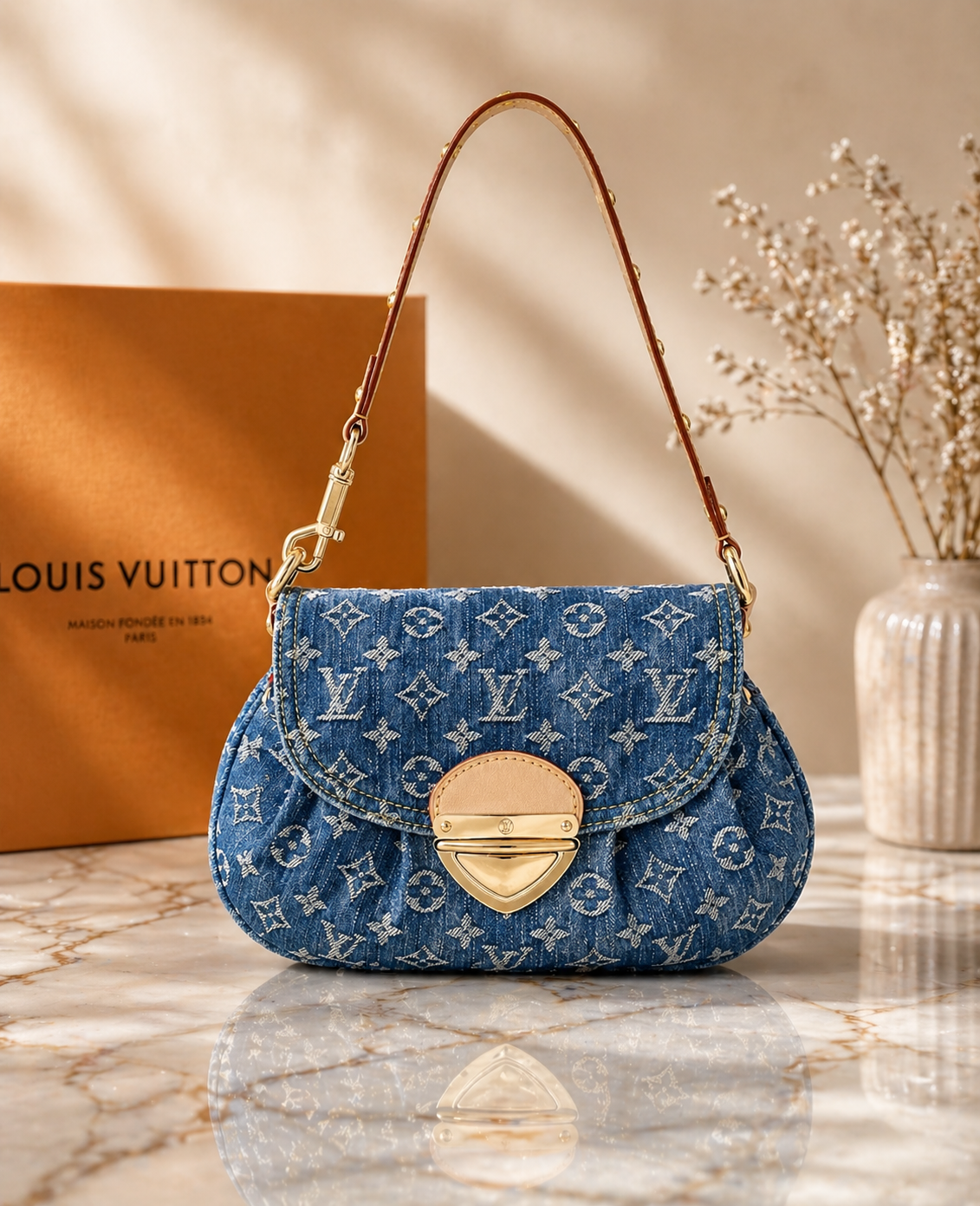 LOUIS VUITTON Denim Designer Luxury Jean Shoulder Bag