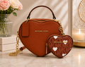 Michael Kors Heart Shaped Handbag & Coin Purse Set - Cognac