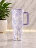 HydroJug Lavender Floral Tumbler 40oz | Insulated Travel Mug with Handle