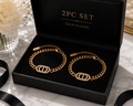 2pc Luxury Diamond Rhinestone Curb Chain Bracelet Set