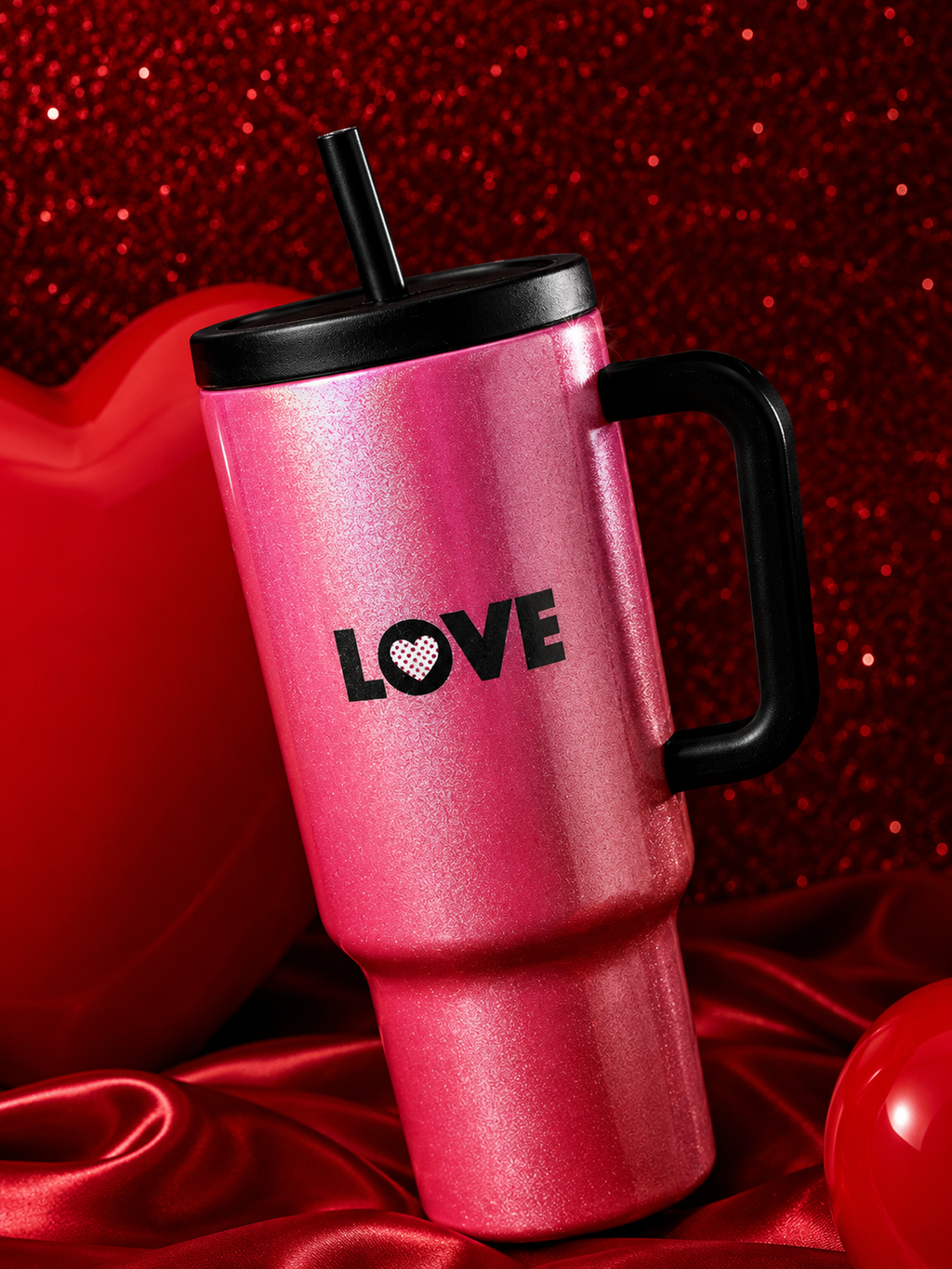 Betty Boop 40oz Sparkling Heart Love Tumbler w/ Handle Straw