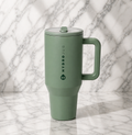 HydroJug 40oz Tumbler Sage Green Insulated Cup Handle Straw Travel Mug