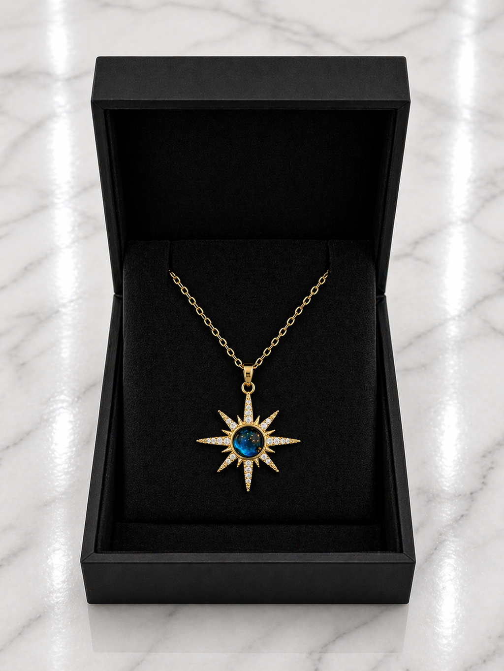 Moon Pendant Necklace – Starry Sky Stone & Rhinestone