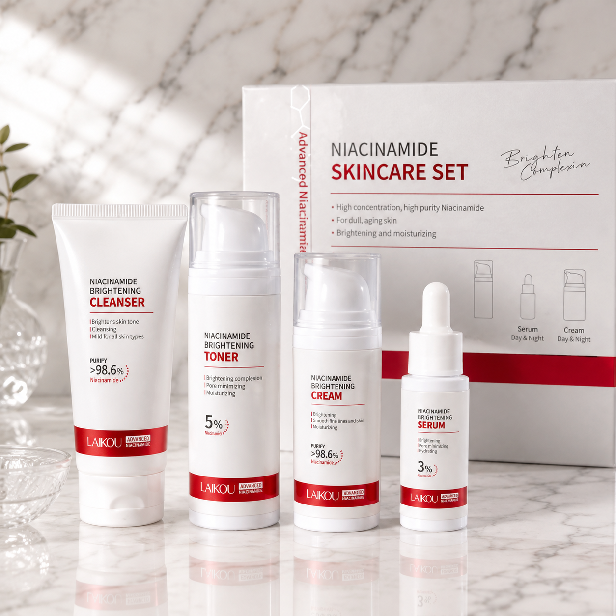 LAIKOU PRO Niacinamide Brightening Skincare Set 4pc
