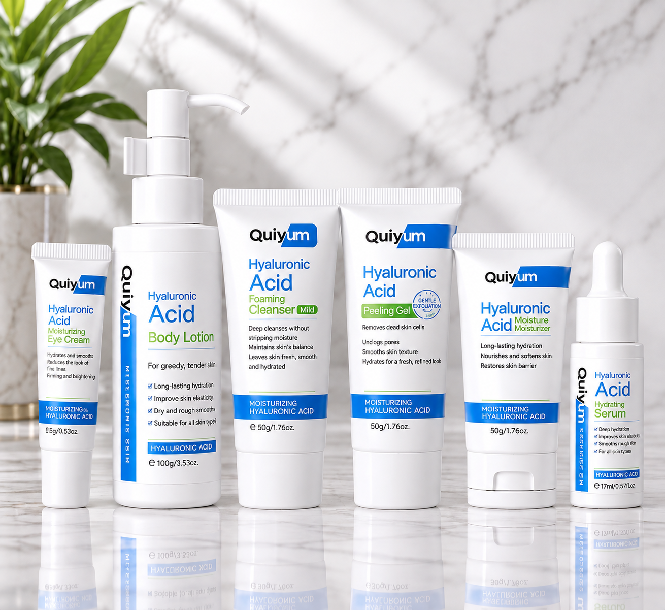 QUIYUM Hyaluronic Acid Moisturizing Skincare Set 6pcs