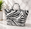 Zebra Print Patent Leather Tote Bag