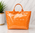 Orange Patent Leather Tote Bag