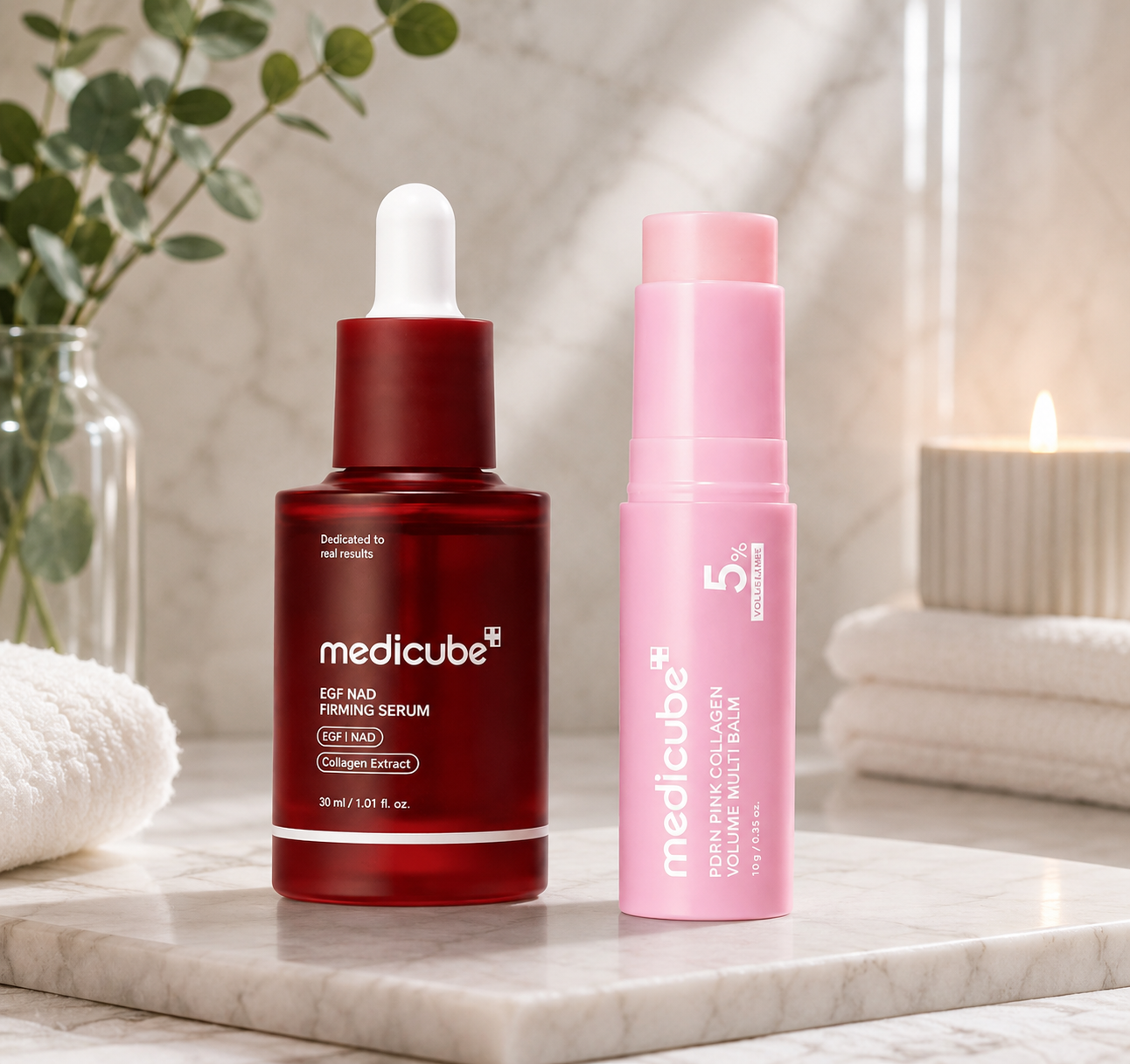 Medicube EGF NAD Firming Serum and PDRN Pink Collagen Volume Multi Balm Anti-Aging Kit