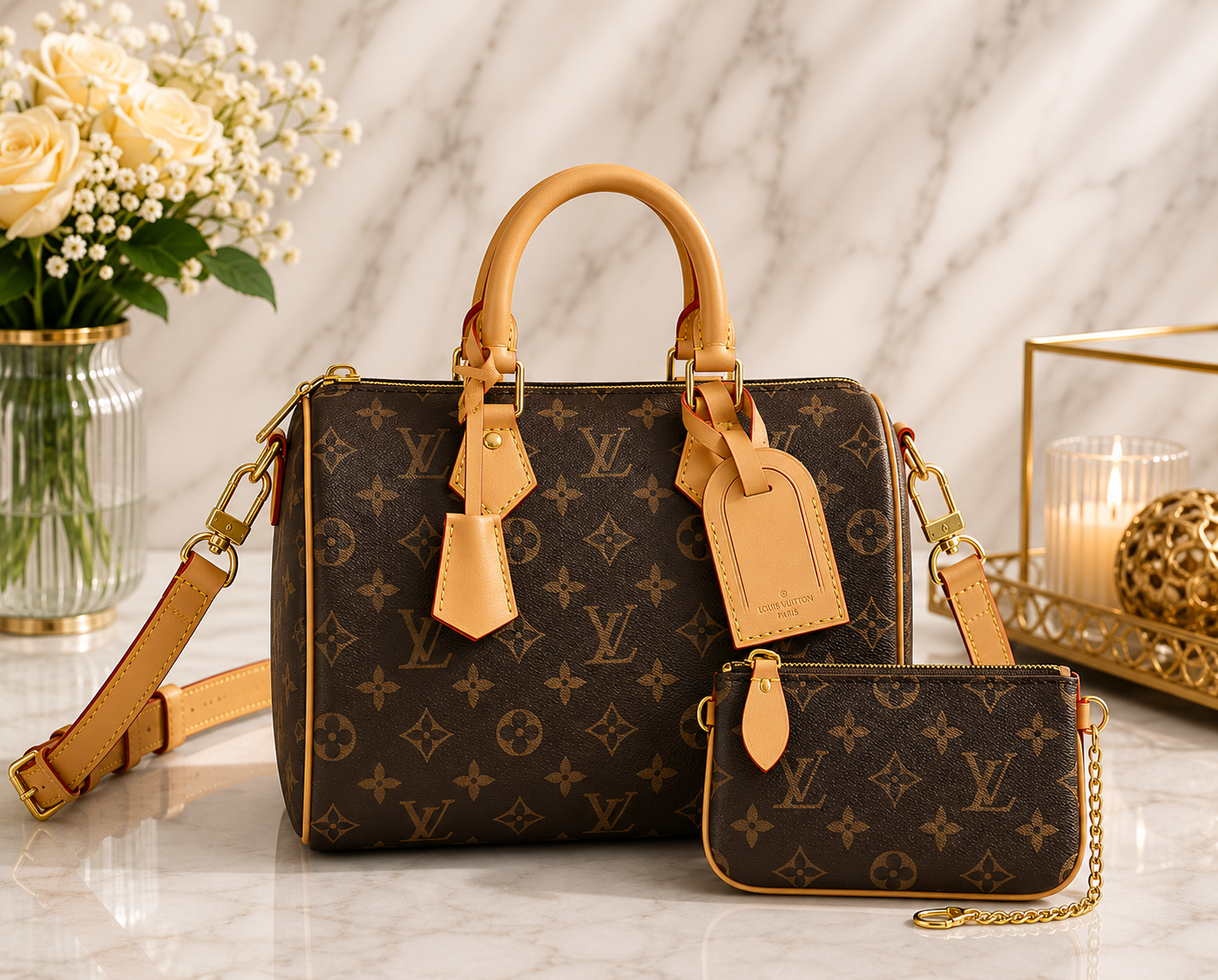 Classic Brown Monogram Handbag Set