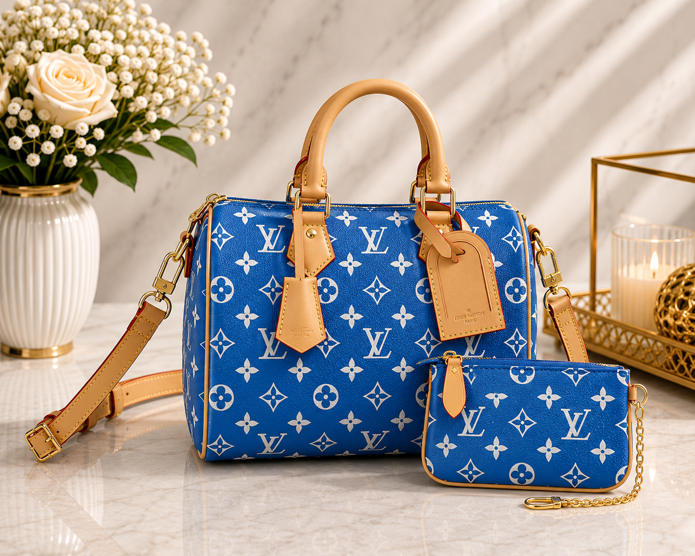 Cobalt Blue Monogram Handbag Set