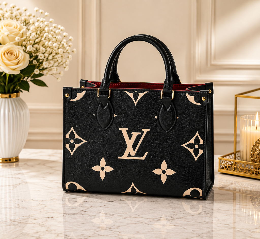 Louis Vuitton Monogram Empreinte OnTheGo PM 2WAY Black Beige