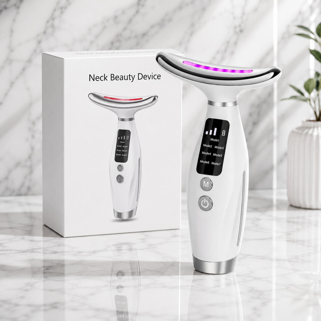 7-Color LED Neck & Facial Massager – USB Rechargeable Vibration Massager