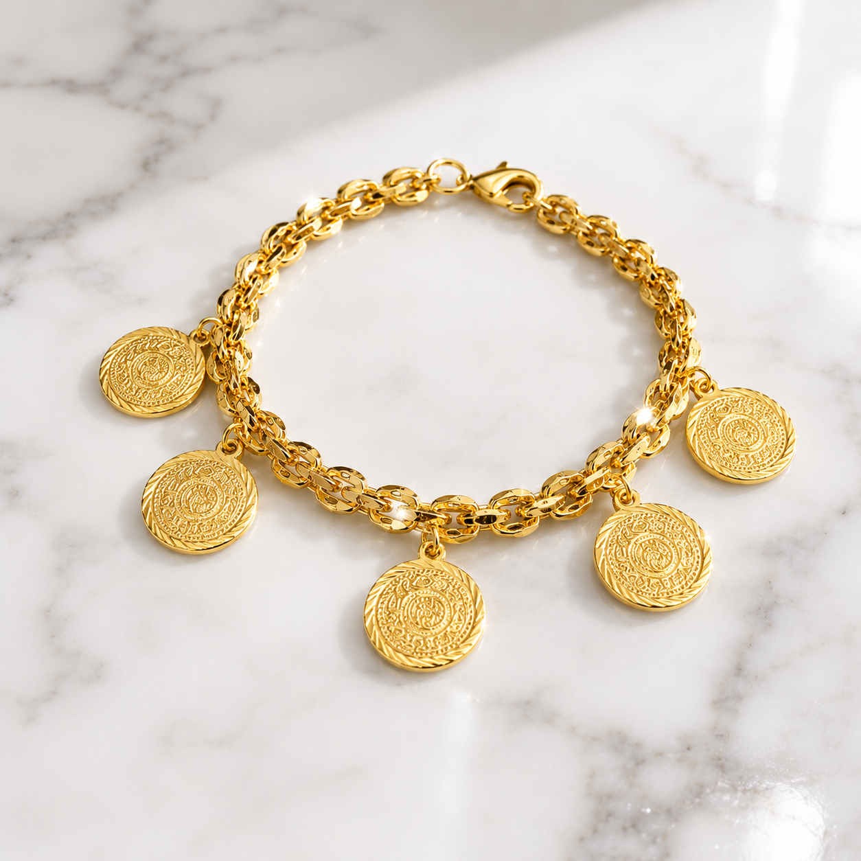 Gold Coin Charm Bracelet