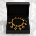 Gold Floral Charm Braided Chain Bracelet