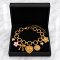 Gold Multi-Charm Circle Link Bracelet