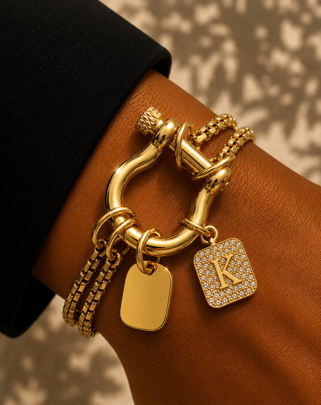 Personalized Initial Crystal Charm Bracelet