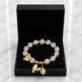 Floral Rose Bead & Butterfly Charm Bracelet
