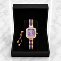 Amethyst Purple Crystal Quartz Watch & Bracelet Gift Set