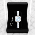 Ice Blue Silver Crystal Quartz Watch & Bracelet Gift Set