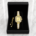 Gold Iced Out Crystal Quartz Watch & Bracelet Gift Set