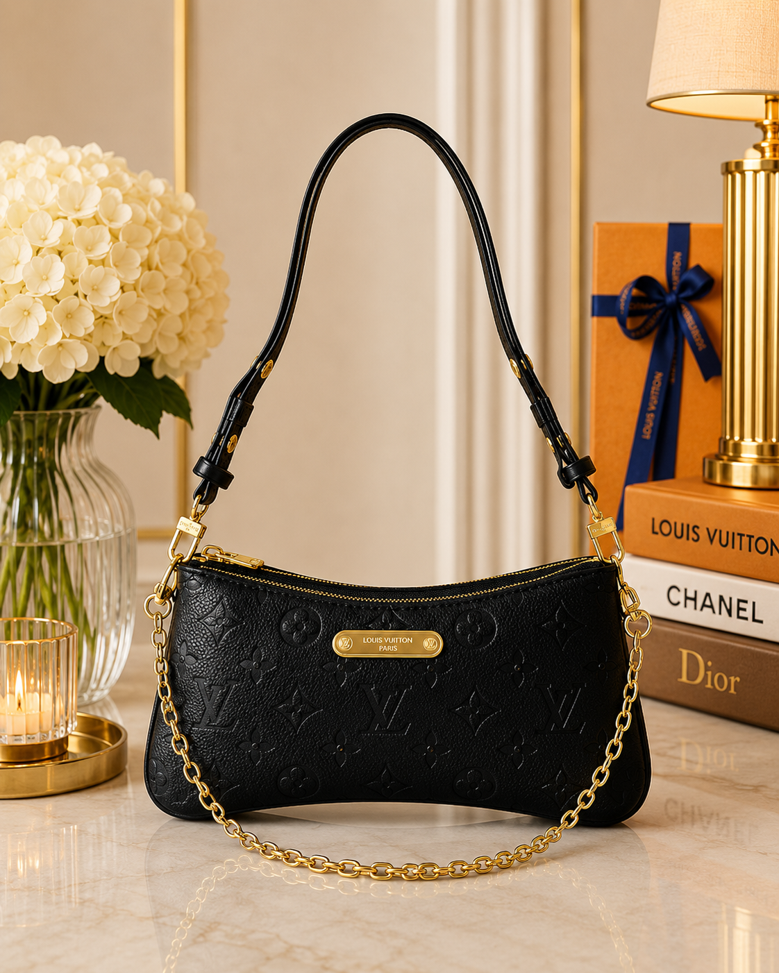 Louis Vuitton Black Monogram Embossed Leather Mini Bag
