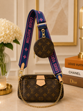 Louis Vuitton Multi Pochette Accessoires with Navy & Pink Strap