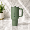 HydroJug 40oz Tumbler Sage Green Insulated Cup Handle Straw Travel Mug
