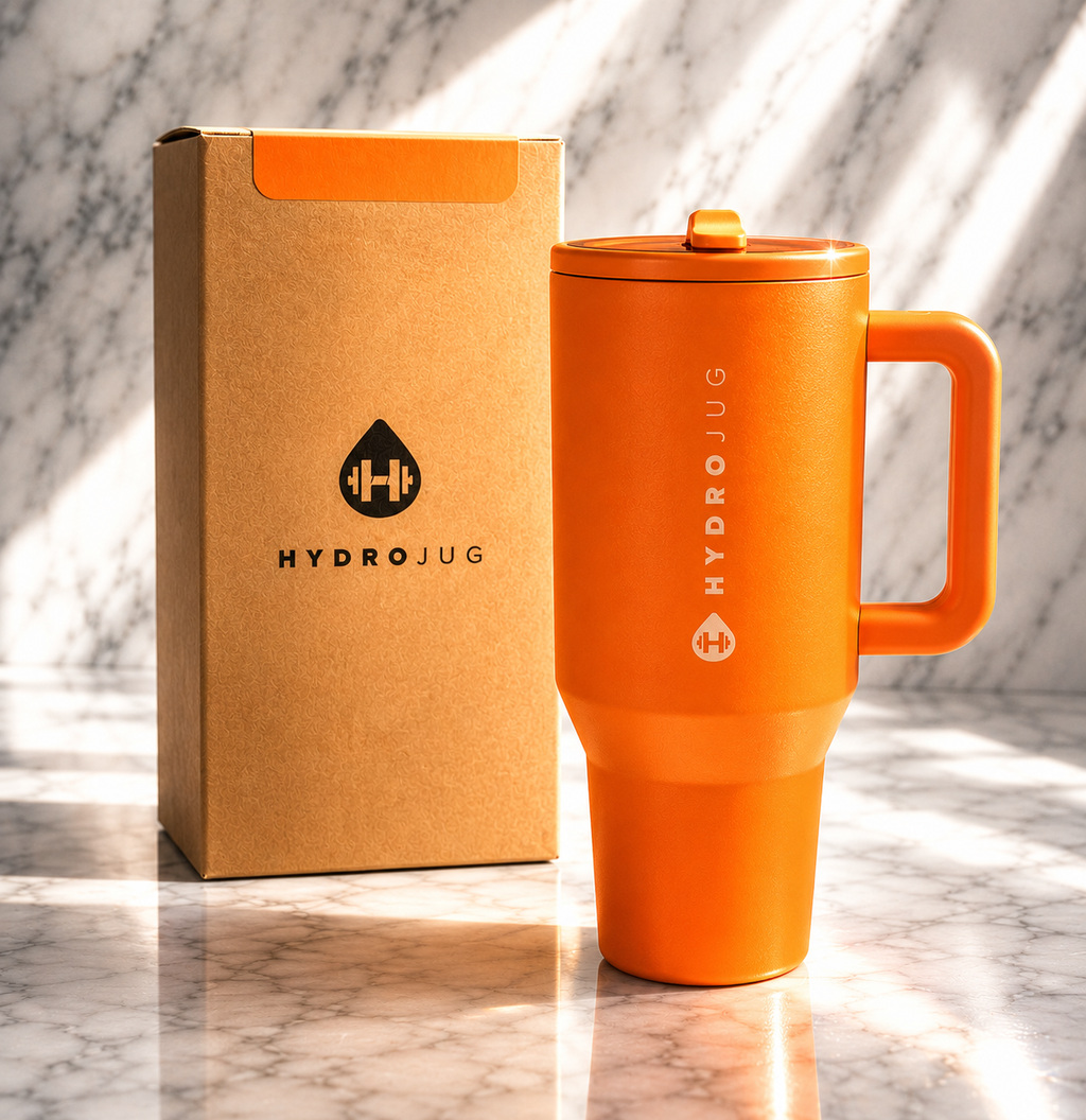 HydroJug Traveler 40oz Tumbler Tangerine Handle Straw Insulated Cup