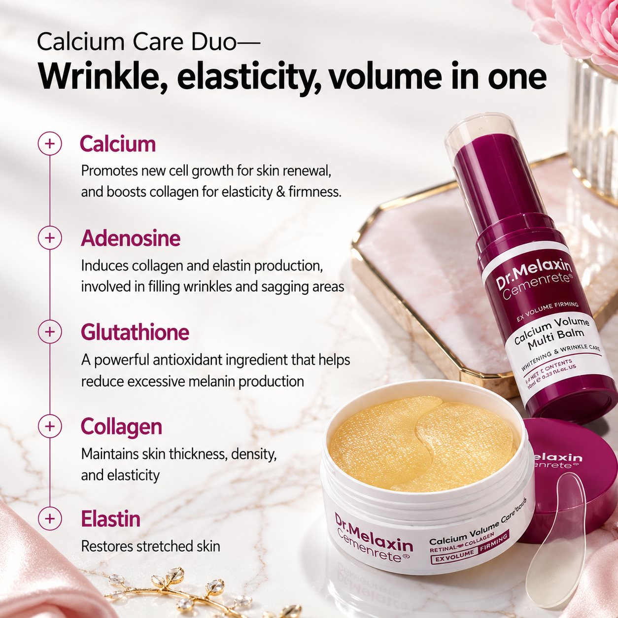 Dr.Melaxin 2pc Set Calcium Volume Multi Balm + Eye Patch 60ea Korean Skincare