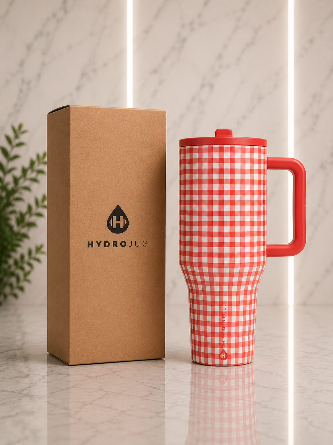 HydroJug Gingham Tumbler – Red