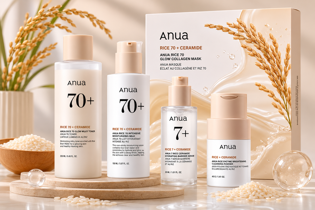 Anua Korean Rice Glass Skin 4-Step Skincare Routine Set