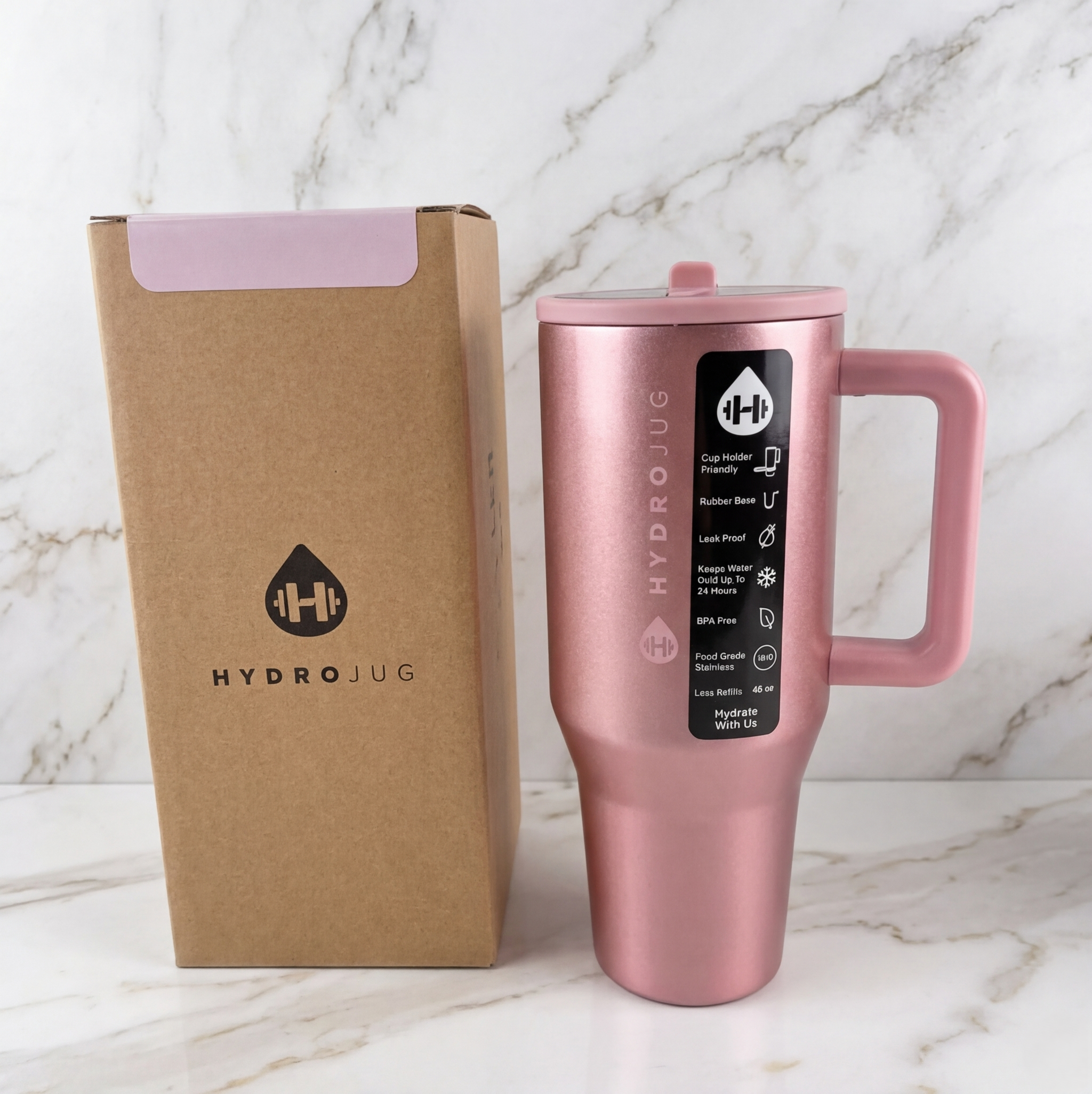 HydroJug 40oz Cat Eye Tumbler Handle Straw Insulated Water Bottle