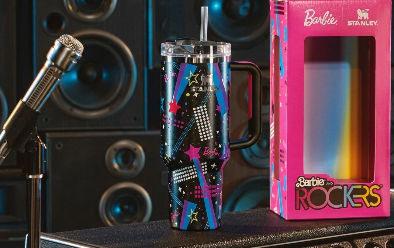 Stanley x Barbie Rockers 40oz Quencher Tumbler Black w/ Handle & Straw