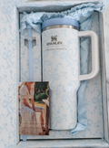 40oz Stanley Quencher Wintery Ice Blue Tumbler Cup w/ Lid & Straw
