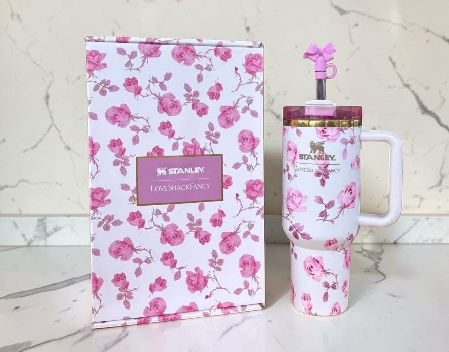 Stanley x LoveShackFancy 40oz Quencher H2.0 Tumbler – Ribbon Rosa