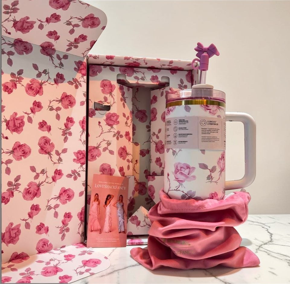 Stanley x LoveShackFancy 40oz Quencher H2.0 Tumbler – Ribbon Rosa